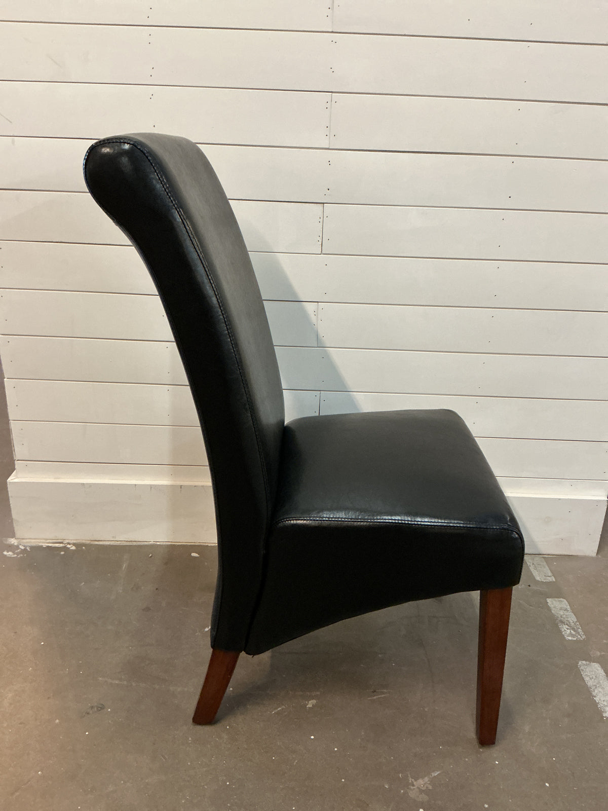Black Leather Roll Back Dining Chairs (Set of 4)
