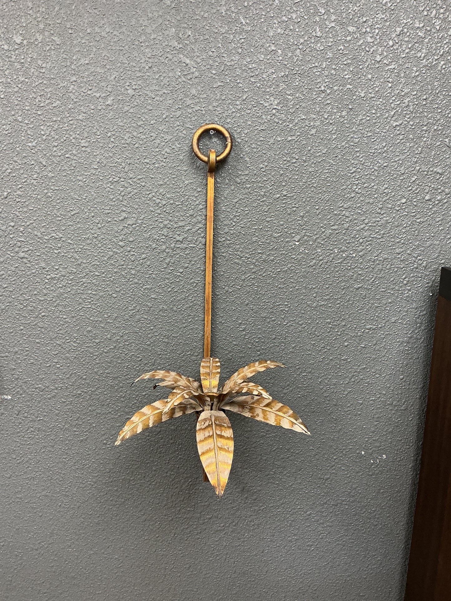 Vintage Hollywood Regency Brass Palm Candleholder