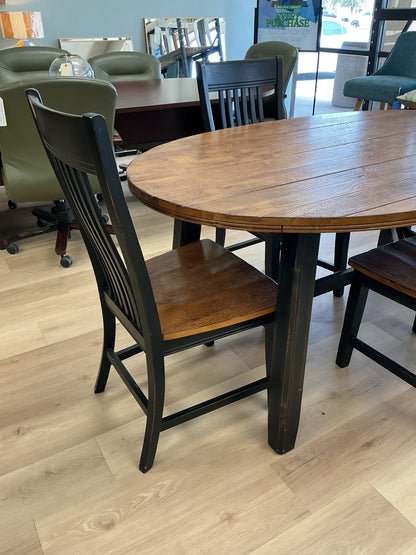 Rustic Farmhouse Oval Dining Table w/ 4 Highback Chairs