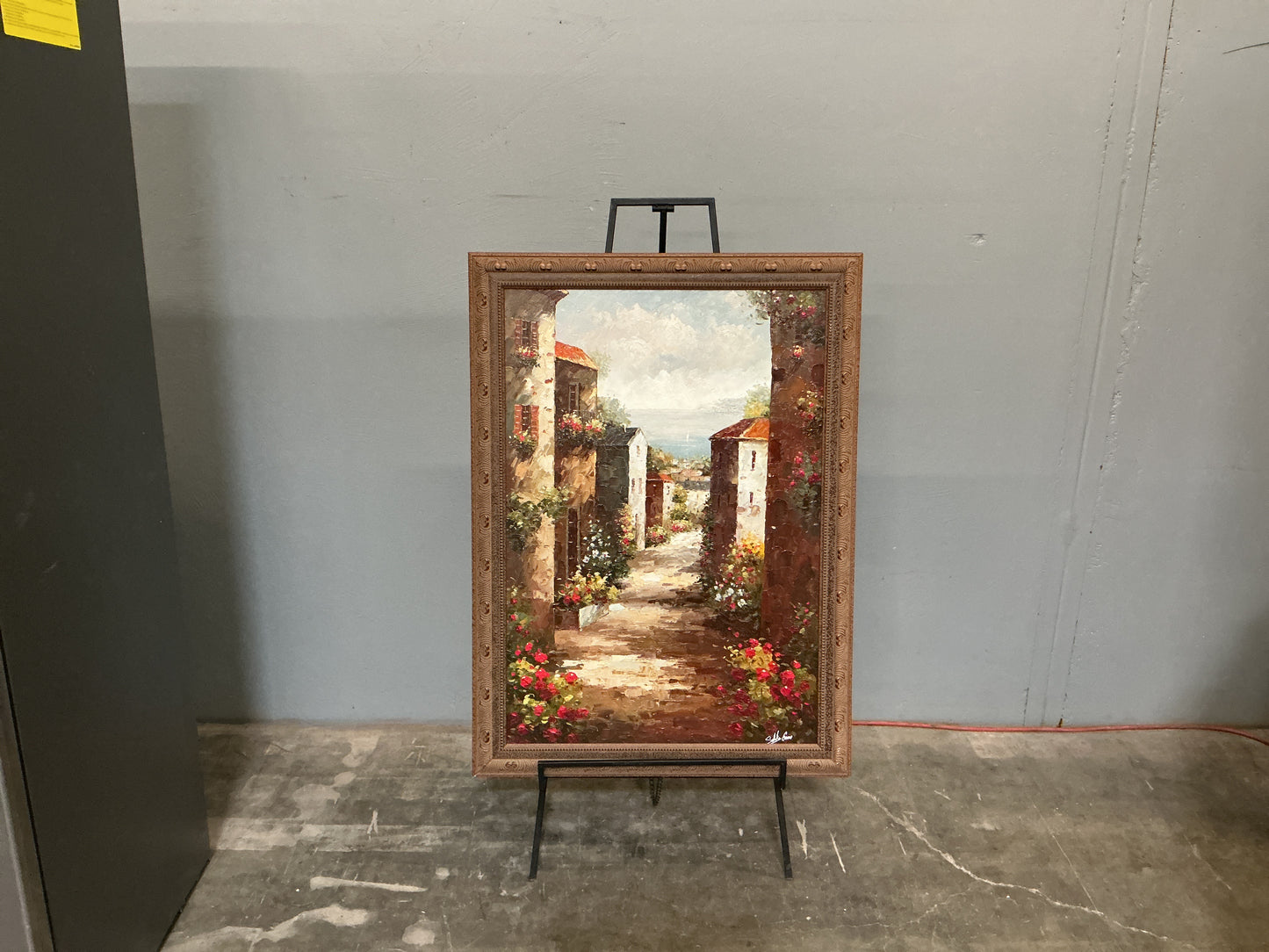 Mediterranean Streetscape Framed Oil Painting