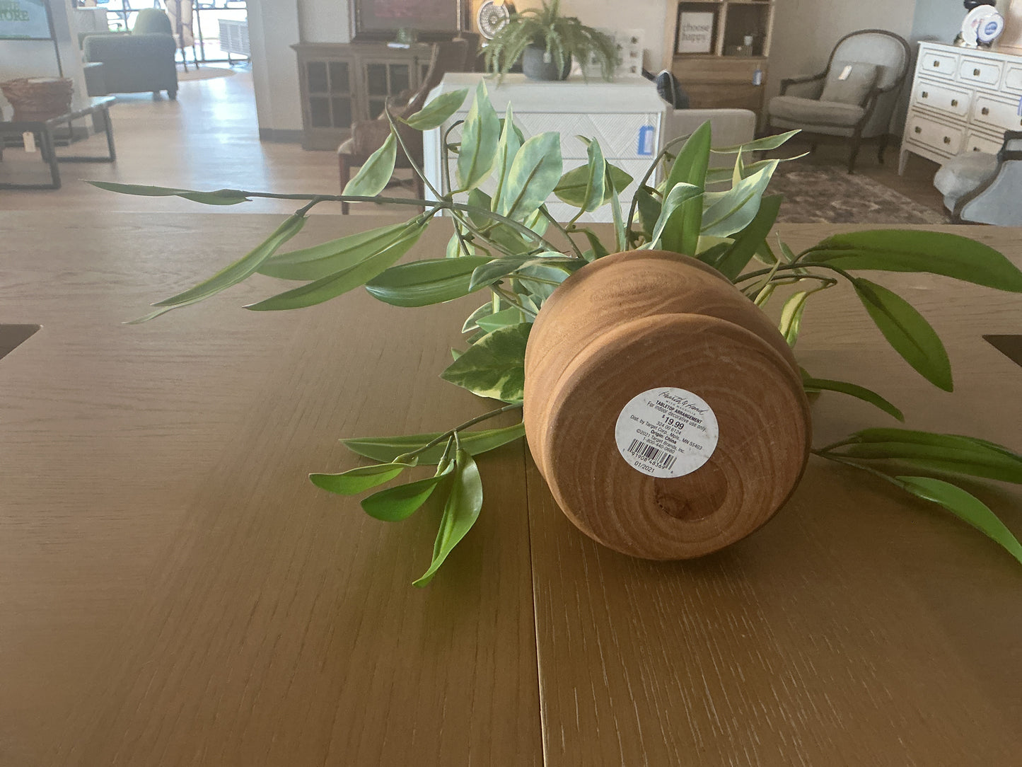 Faux Potted Plant in Wooden Container