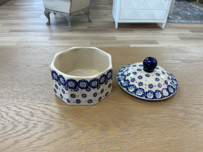 Vintage Polish Pottery Lidded Trinket Jar