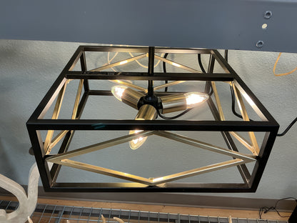 Platform Black w/Gold 3-Light Flush Mount Light