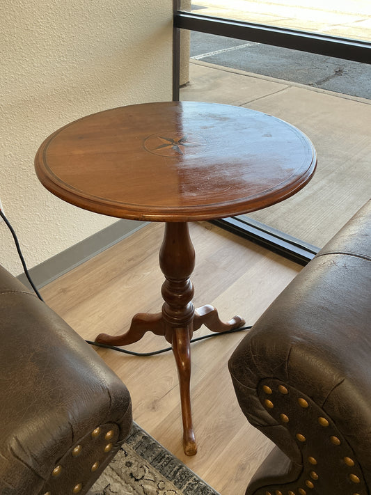 Vintage Round Wine Table w/Inlay