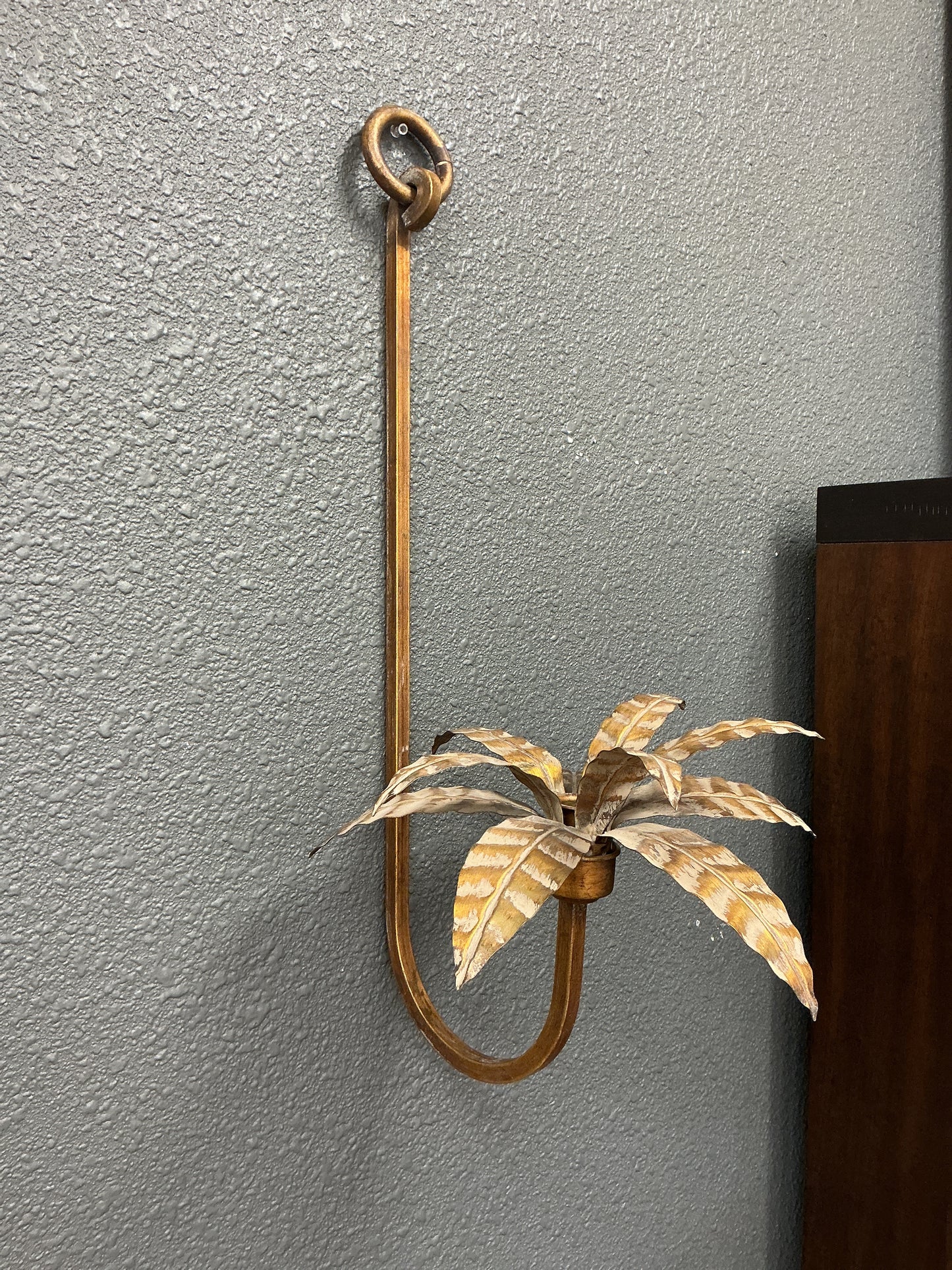 Vintage Hollywood Regency Brass Palm Candleholder