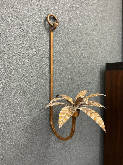 Vintage Hollywood Regency Brass Palm Candleholder