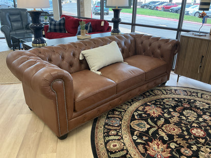 Leather Tufted Chesterfield Style Sofa