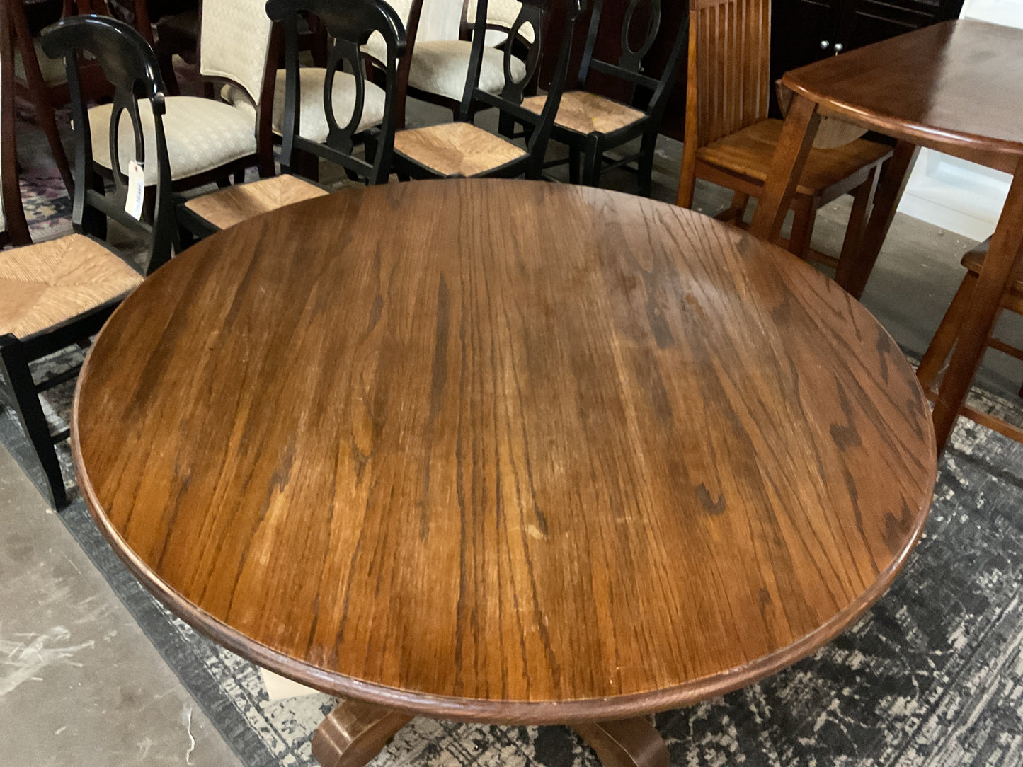 Vintage Wood Round Dining Table
