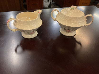 Spode Billingsley Rose Pink Creamer & Sugar Bowl