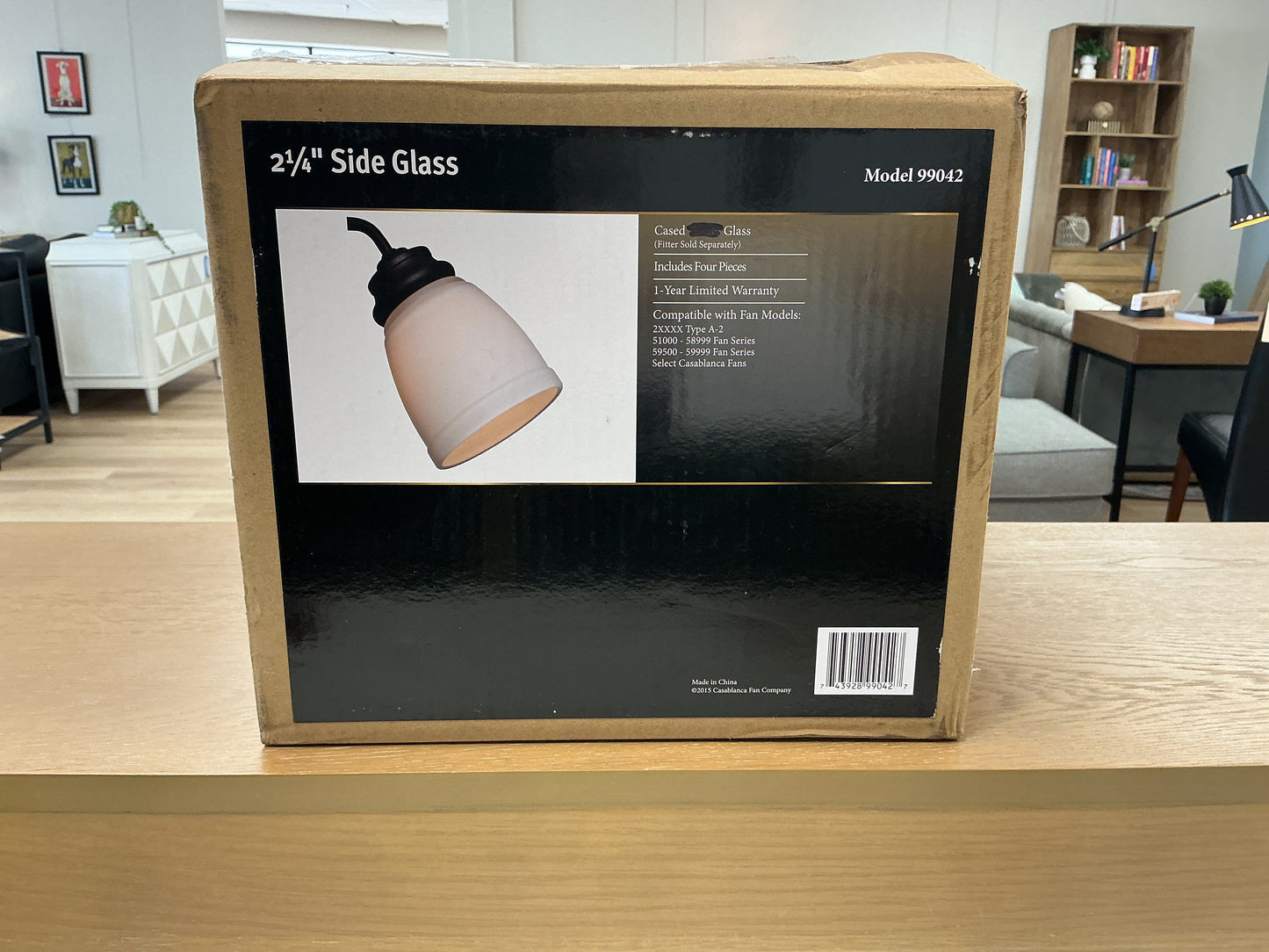 Cased White Glass Ceiling Fan Light