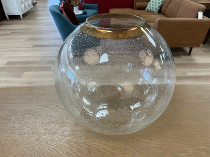 Round Seeded Glass Vase w/Brass Opening