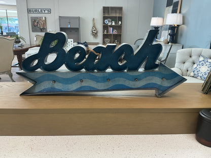 Weathered Metal  “Beach” Sign