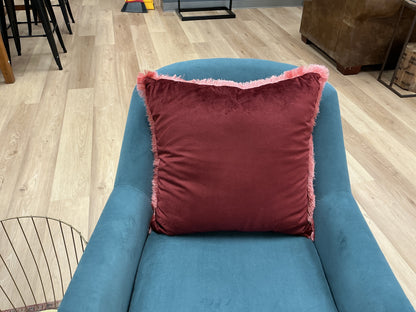 Burgundy Pillow w/Eyelash Fringe