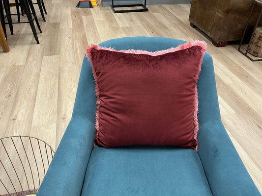 Burgundy Pillow w/Eyelash Fringe