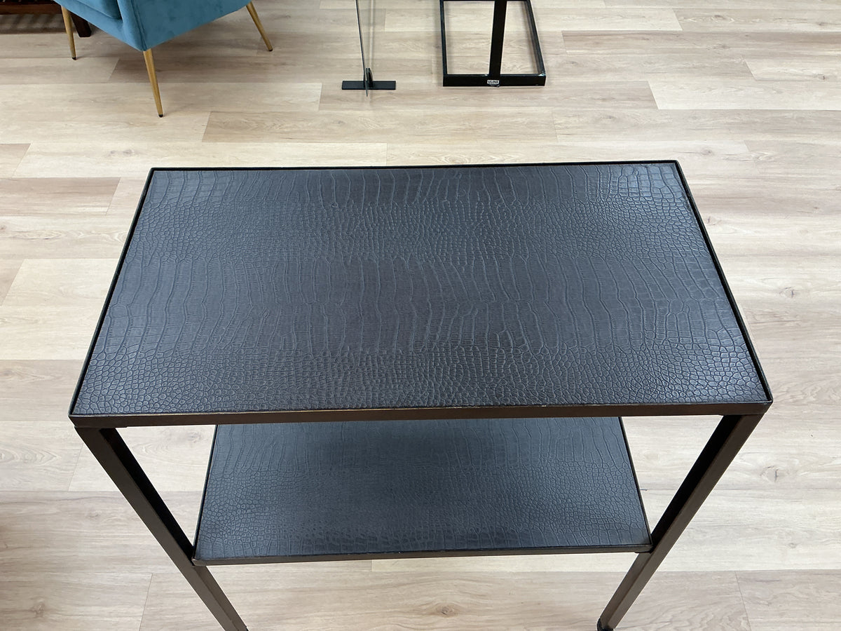 Two-Tier Rolling Utility Cart w/Dark Faux Leather