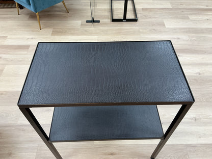 Two-Tier Rolling Utility Cart w/Dark Faux Leather