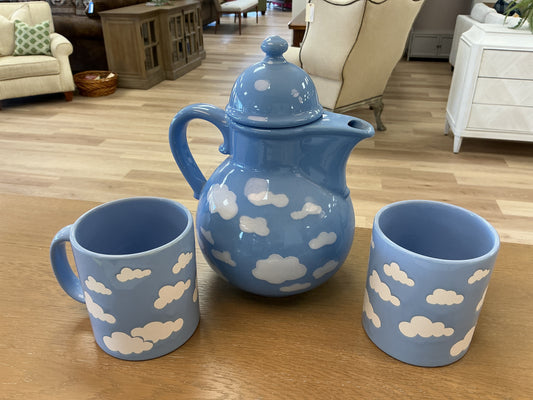 Vintage Waechtersbach Cloud Coffee Pot & 2 Mugs