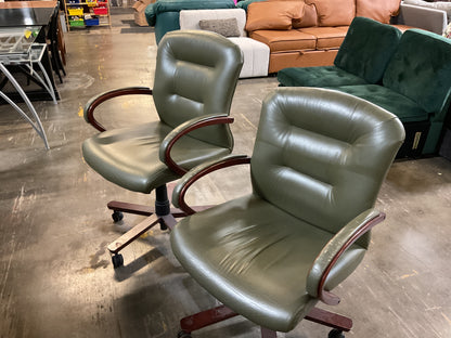 Green Adjustable Leather Office Chair