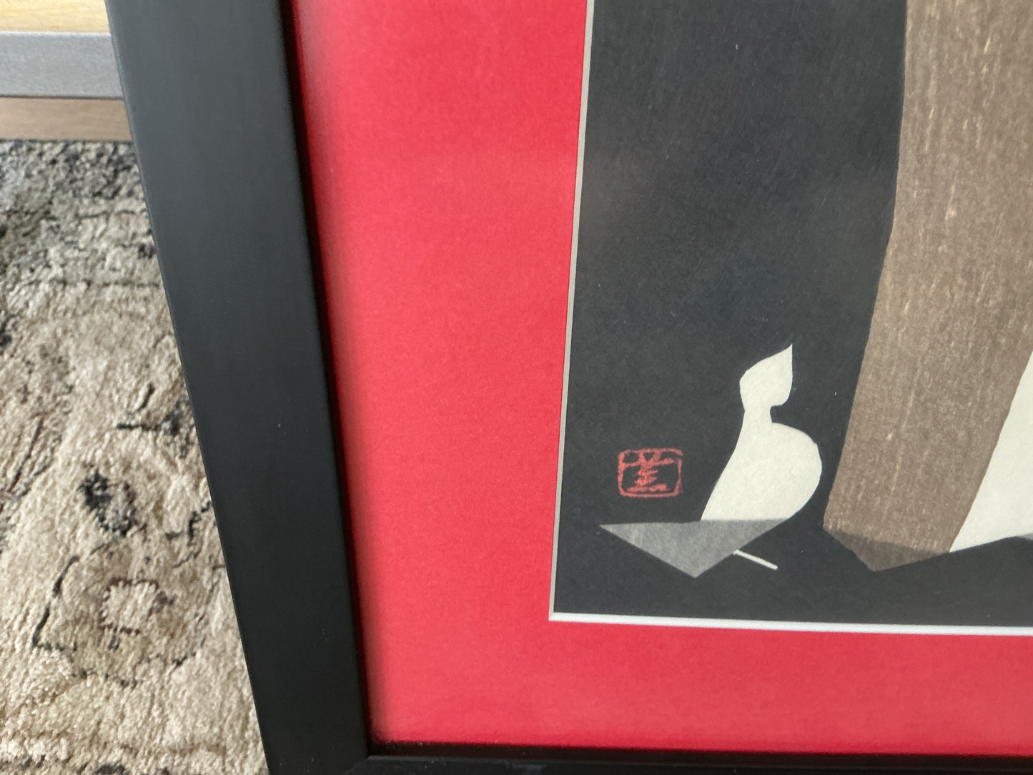 Framed Vintage “Doves & Girl” by Kaoru Kawano