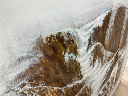 Large Mid-Century Horse/Waterfall Oil Painting