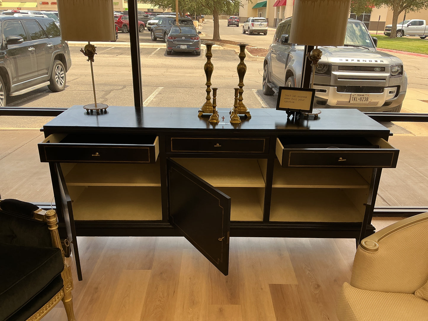 Lillian August Mahogany Wood Buffet with Locking Cabinet
