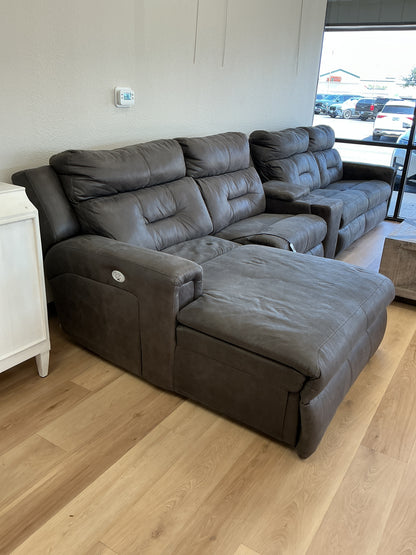 5pc Microfiber Electric Reclining Sectional w/Chaise