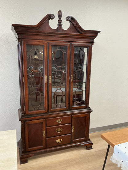 Mahogany Lighted Wooden China Cabinet