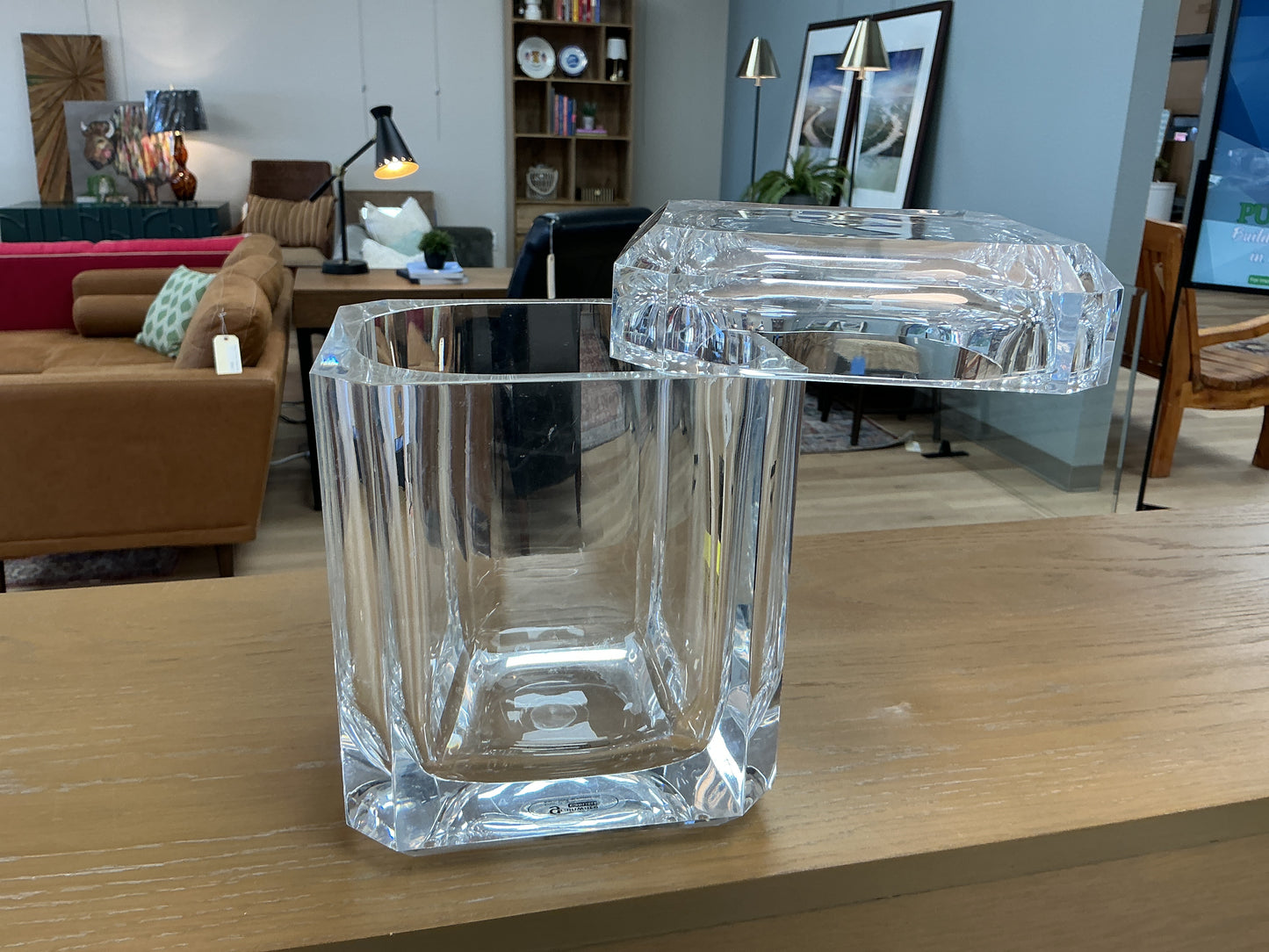 Vintage Lucite Acrylic Ice Bucket Swivel Top