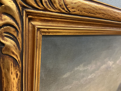 Vintage Oil Painting in Gold Resin Frame