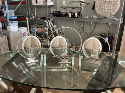 Hammered Silver Hurricane Holders (Set of 3)
