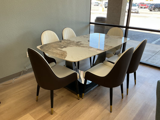 Stone Pedestal 7-Piece Dining Set