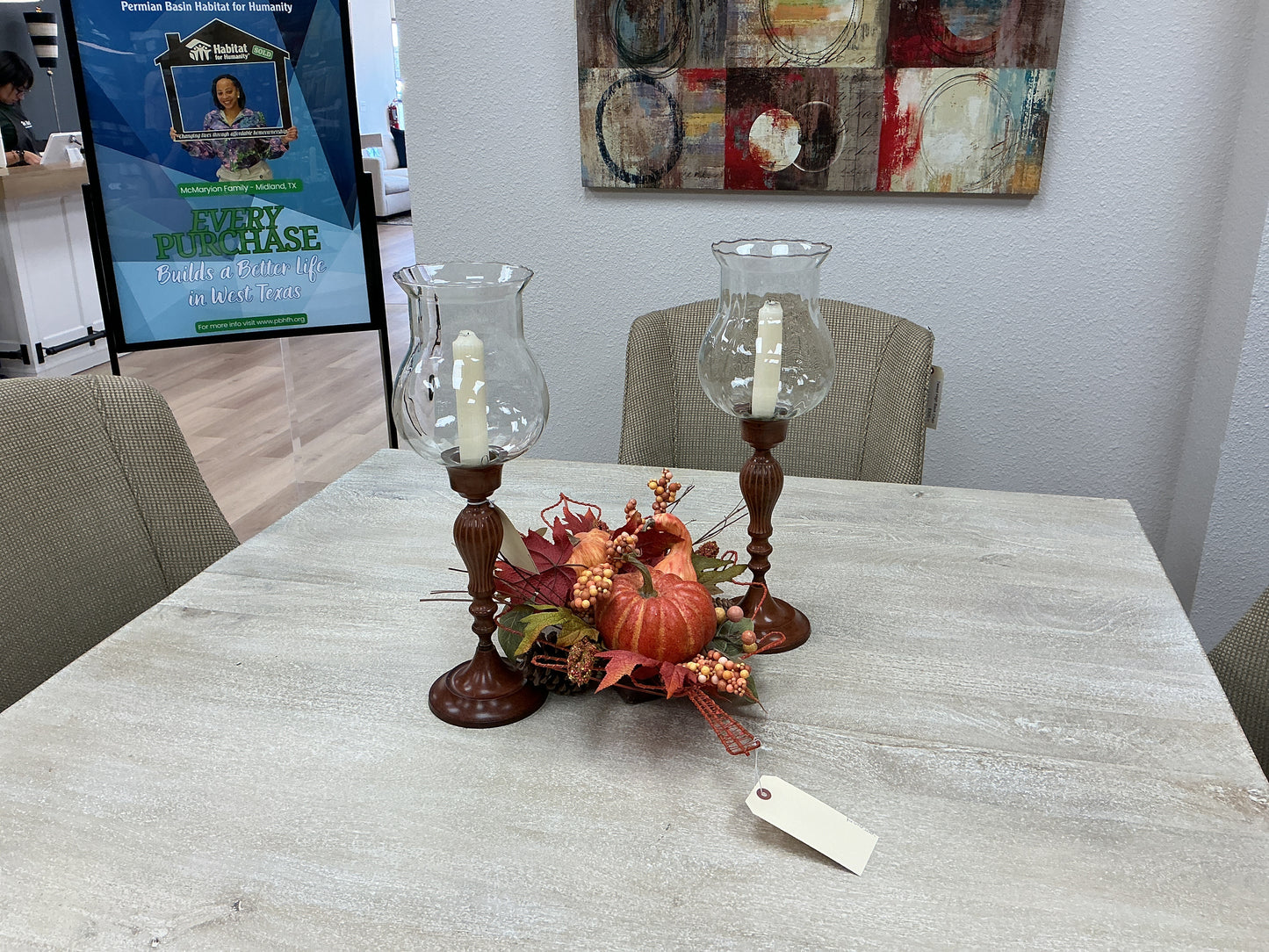 Metal Candlestick w/Glass Hurricane (Set of 2)