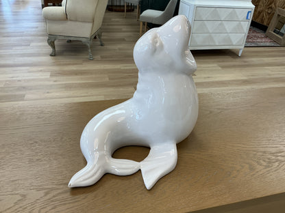 White Ceramic Seal Statue