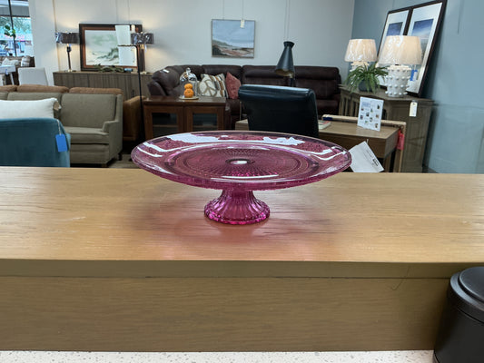 Pink Pressed Glass Cake Stand