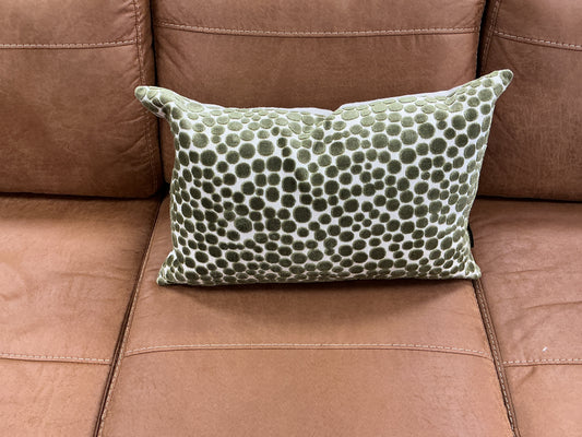 Peridot Linen Lumbar Pillow w/Velvet Accents