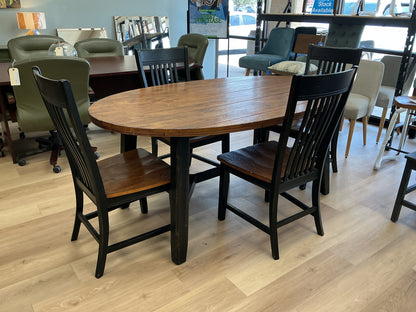 Rustic Farmhouse Oval Dining Table w/ 4 Highback Chairs