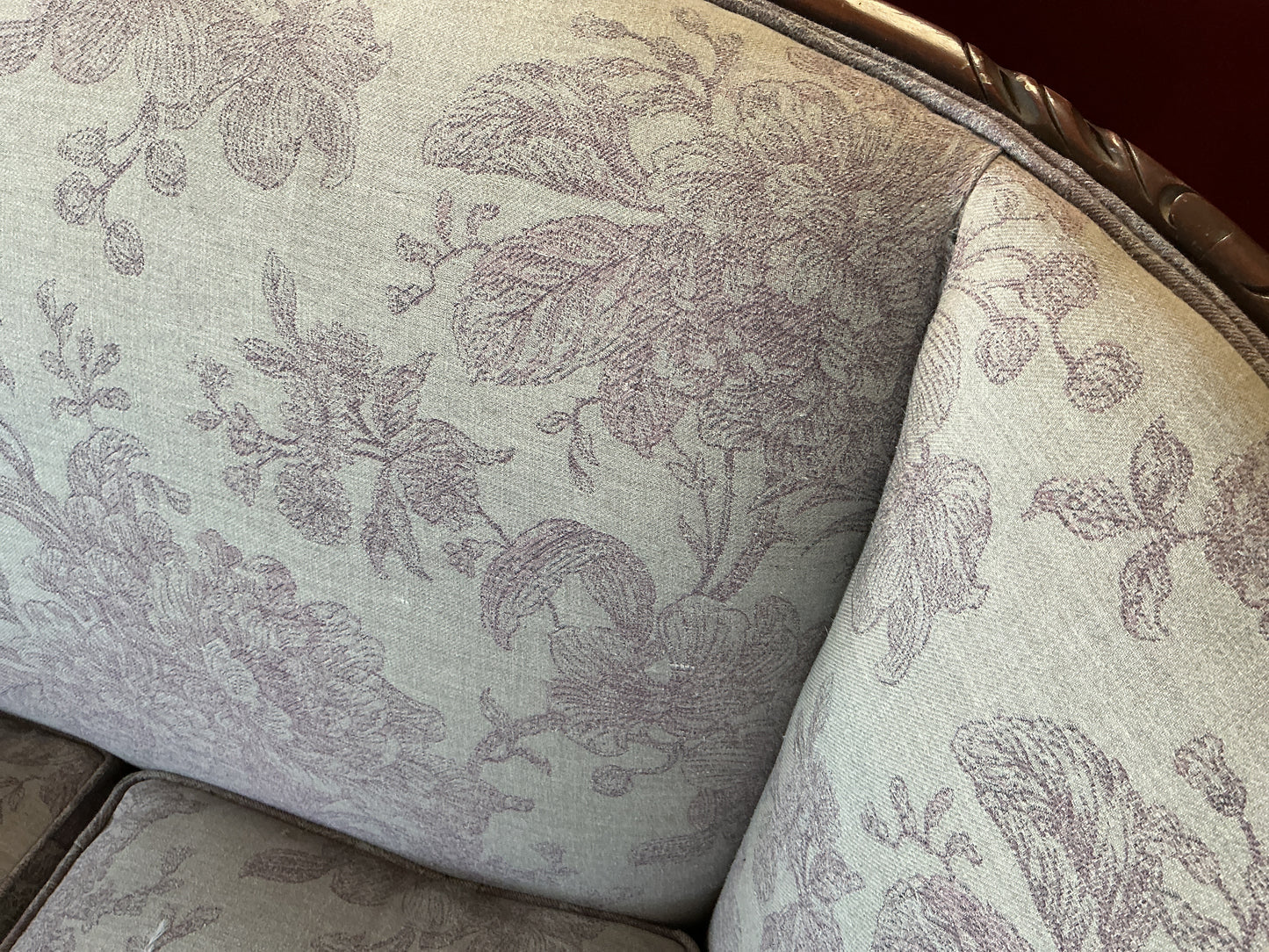 Vintage French Settee w/Carved Walnut Wood Frame