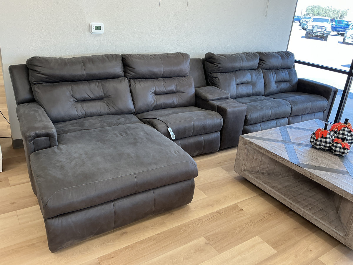 5pc Microfiber Electric Reclining Sectional w/Chaise