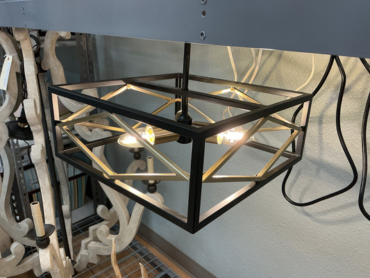 Platform Black w/Gold 3-Light Flush Mount Light