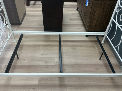 White Metal Four-Poster Canopy Bed Frame