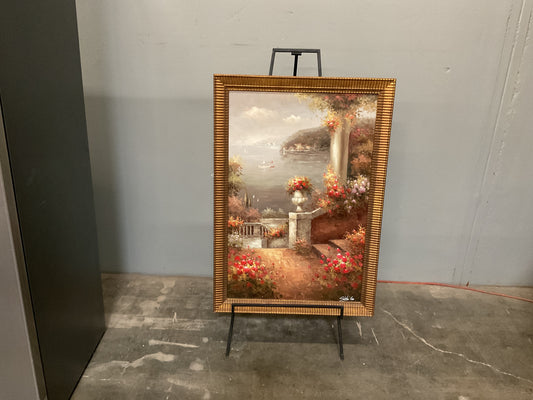 Mediterranean View Framed Oil Painting