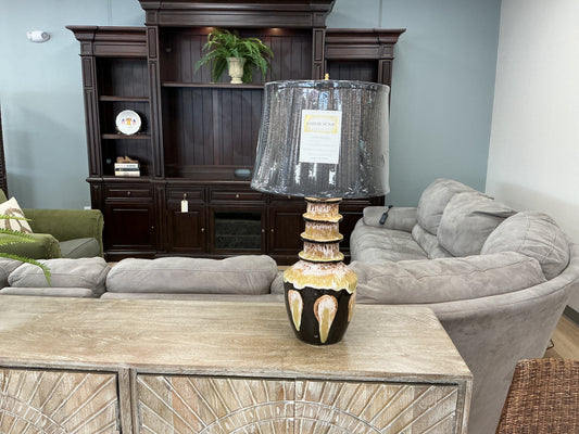 Vintage Glazed Ceramic Lamp w/Shade