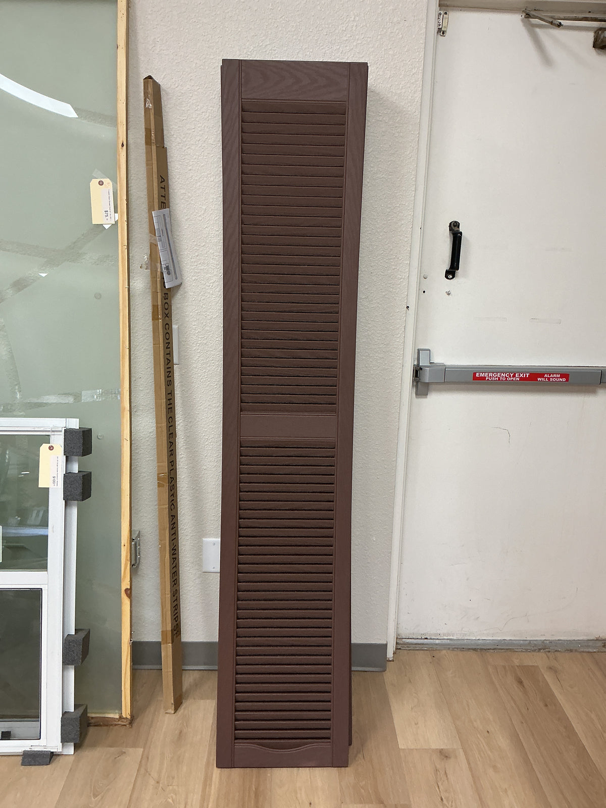 Louvered Polypropylene Brown Shutters set of 2