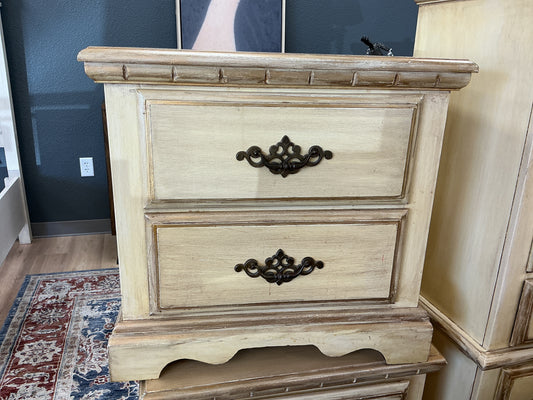 French Country Provincial 2-Drawer Nightstand