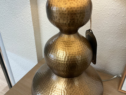Hammered Brass Gourd Lamp w/Pleated Shade