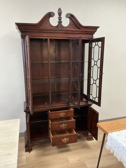 Mahogany Lighted Wooden China Cabinet