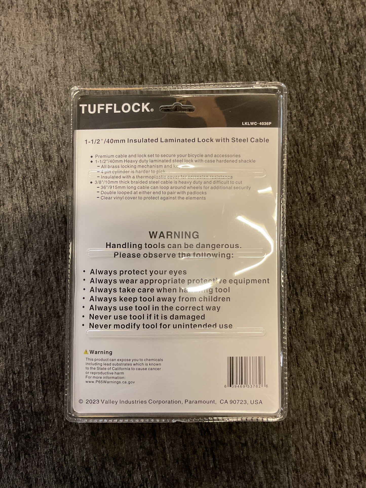 Tufflock 1-1/2”/40mm Laminated Lock w/Steel Cable