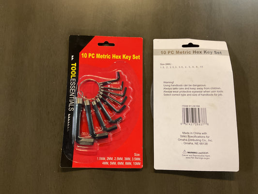 10 Pc Hex Key Set