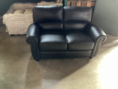 Neoga Leather Roll Arm Loveseat