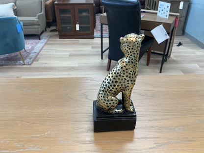 Gold Toned Mounted Cheetah Figure